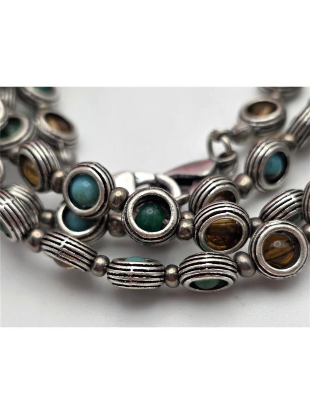Premier Designs Southwestern Station Necklace Tiger Eye Turquoise Look 36 In - Picture 13 of 16